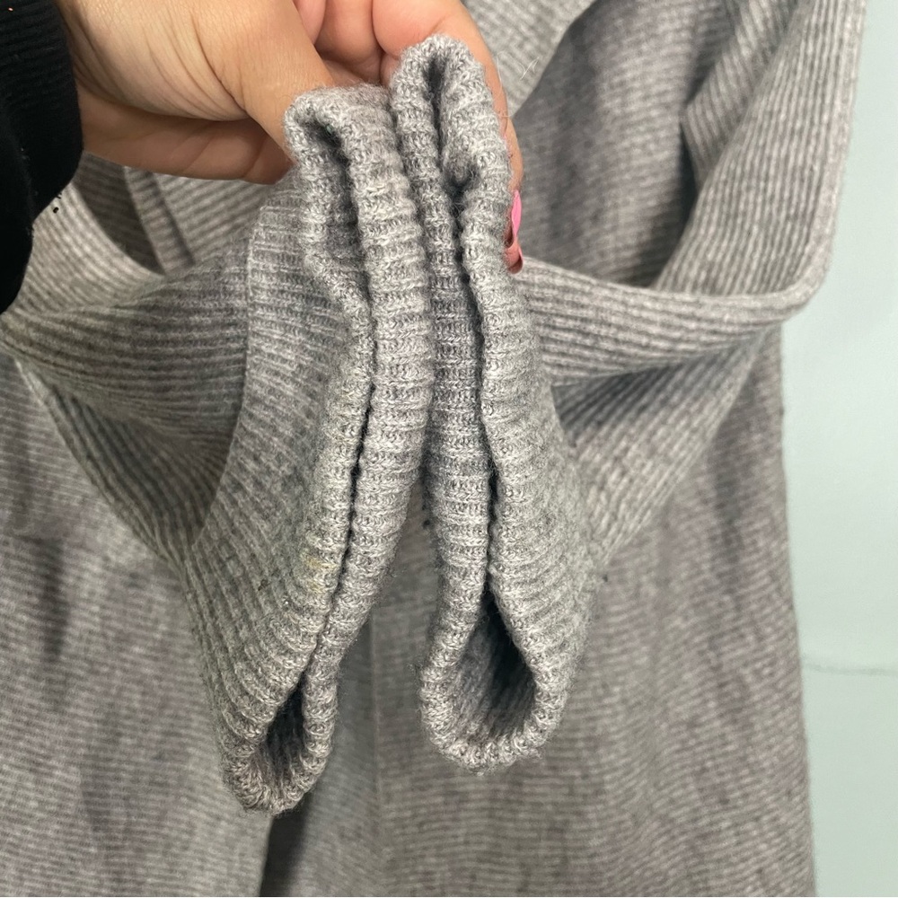 Vince Drape Front Wool Cashmere Cardigan Open Front‎ Gray Women Small Ribbed - Picture 6 of 11